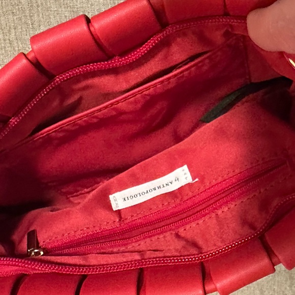 Anthropologie Puffy Woven Red and Pink Woven Clutch Or Crossbody - Picture 9 of 12